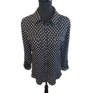 Sami & Jo L button down Black long sleeve‎ shirt